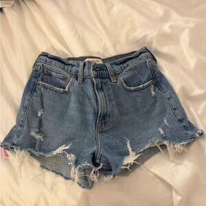 Distressed Denim High Waisted Mom Shorts